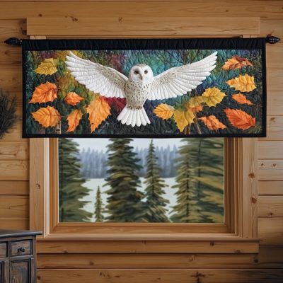 Autumn Owl Whimsy Quilted Valance