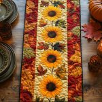 Autumn Sunflower Flair Quilted Table Runner