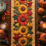 Autumn Sunflower Harvest Quilted Table Runner