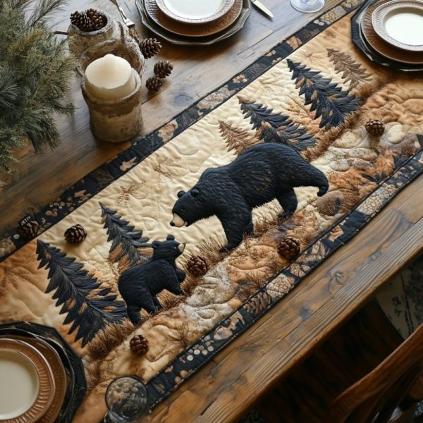 Black Bear Quilted Table Runner