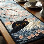 Black Cat Fuji Quilted Table Runner