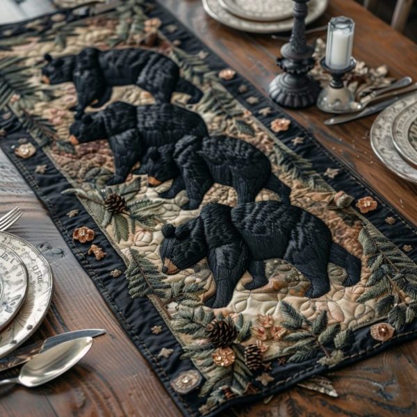 Black Bear Quilted Table Runner