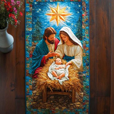 Blessed Nativity Scene Quilted Table Runner