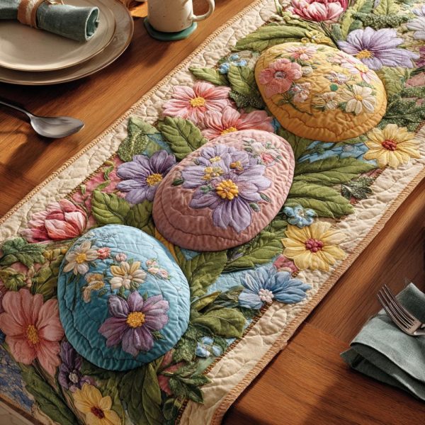 Bloom Eggs Quilted Table Runner