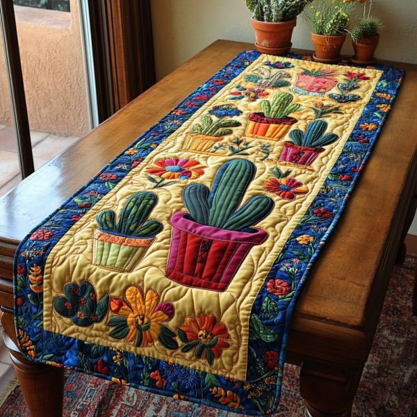 Blooming Cactus Quilted Table Runner