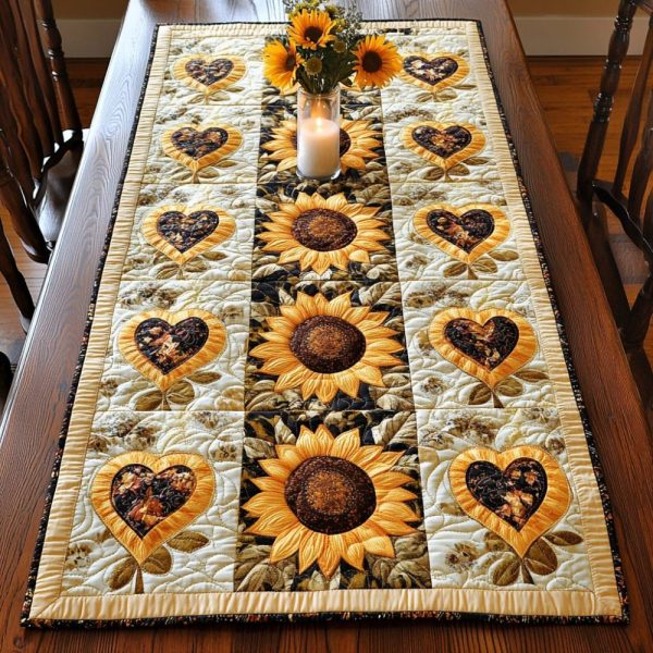 Blooming Hearts Quilted Table Runner