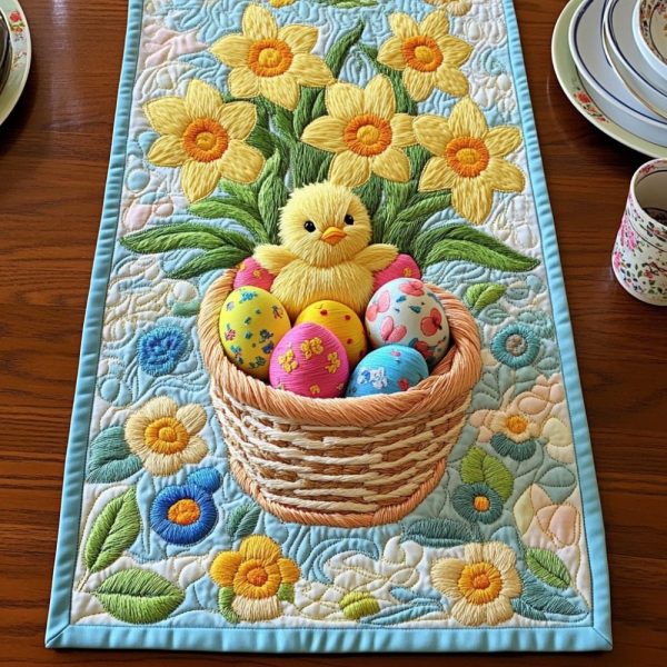 Blossom Basket Delight Quilted Table Runner