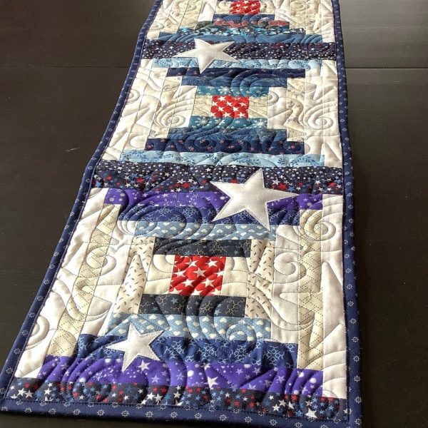 Blue Glory Quilted Table Runner