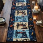 Blue Sewing Machine Quilted Table Runner