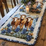 Blue Bloom Quilted Table Runner