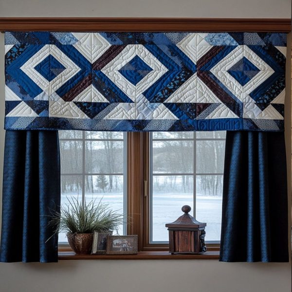 Blue Diamond Harmony Quilted Valance