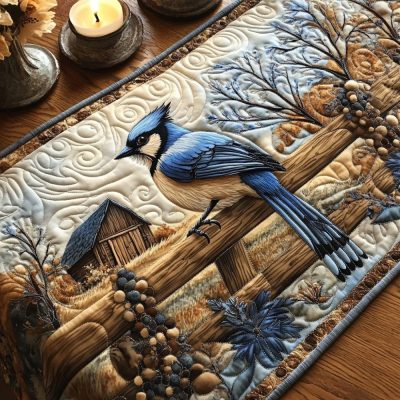 Blue Jay Serenade Quilted Table Runner