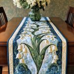 Blue Lily Elegance Quilted Table Runner