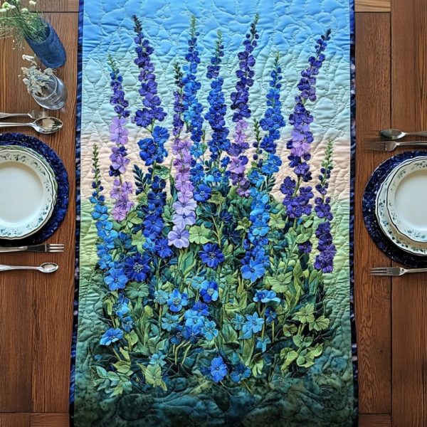 Blue Meadow Quilted Table Runner