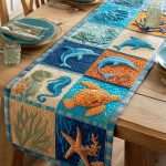 Blue Shells Quilted Table Runner