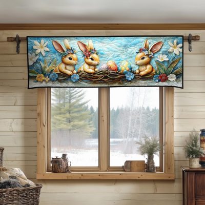 Blue Sky Bunnies Quilted Valance