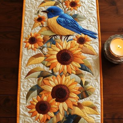 Blue Whisper Quilted Table Runner