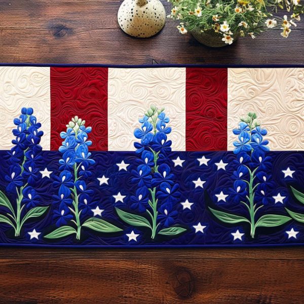 Bluebonnet Stars Quilted Table Runner