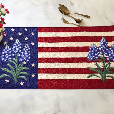 Bluebonnet Stripes Quilted Table Runner