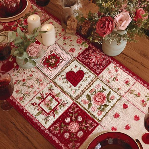 Cottage Heart Quilted Table Runner