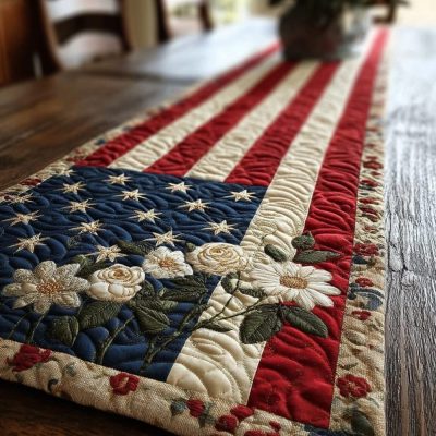 Bold Blossom Quilted Table Runner