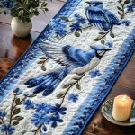 Bold Blue Wings Quilted Table Runner