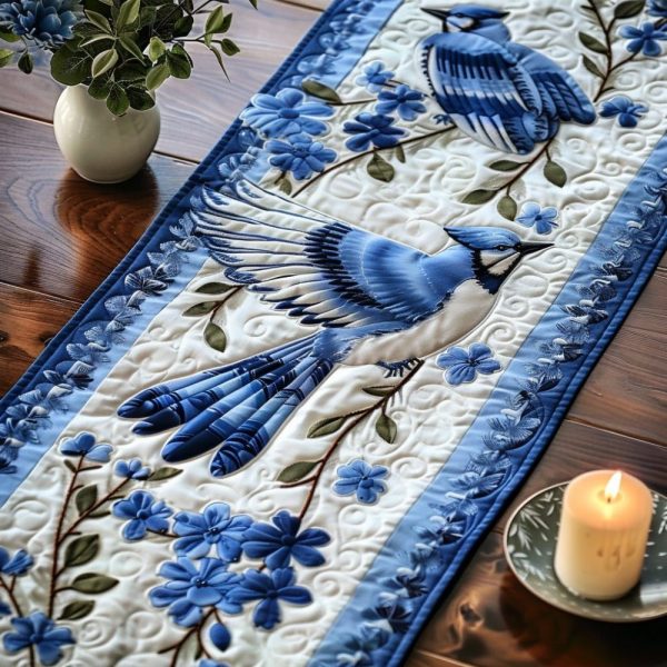 Bold Blue Wings Quilted Table Runner