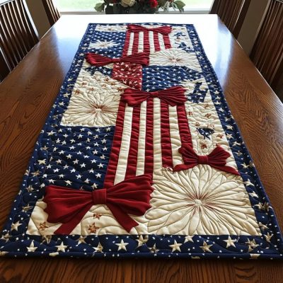 Bold Ribbon Quilted Table Runner