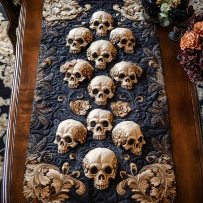 Bone Bloom Quilted Table Runner