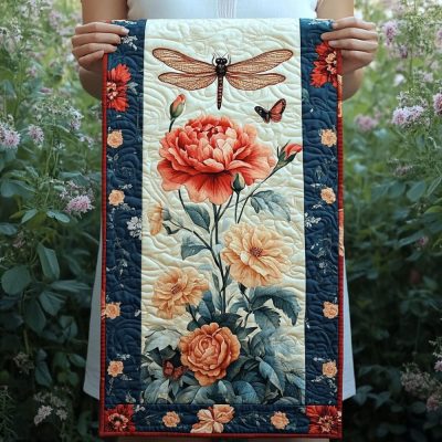 Botanical Elegance Quilted Table Runner