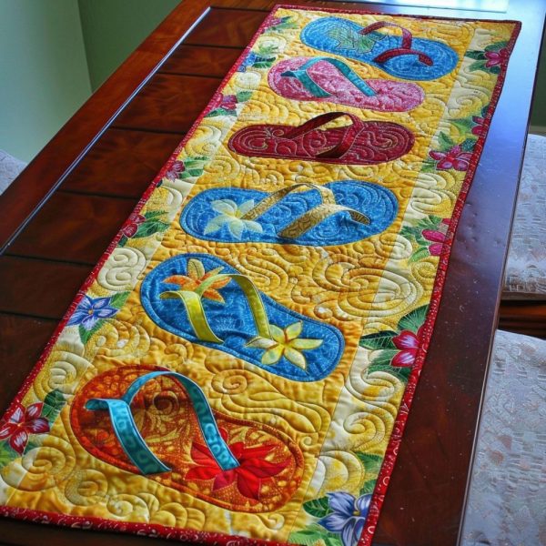 Bright Flip-Flop Getaway Quilted Table Runner