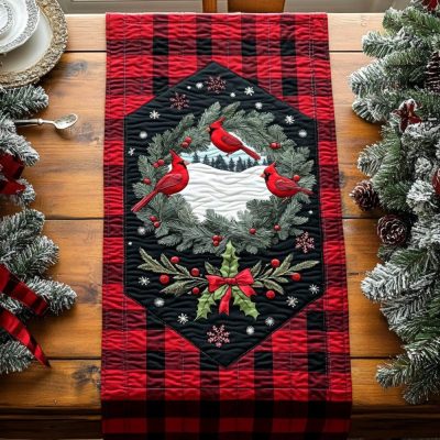 Bright Wings Of Winter Quilted Table Runner
