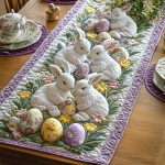 Bunny Cottage Spring Quilted Table Runner
