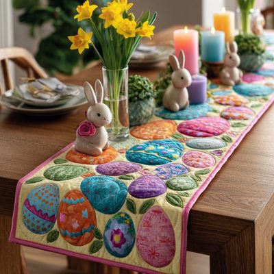 Bunny Parade Quilted Table Runner