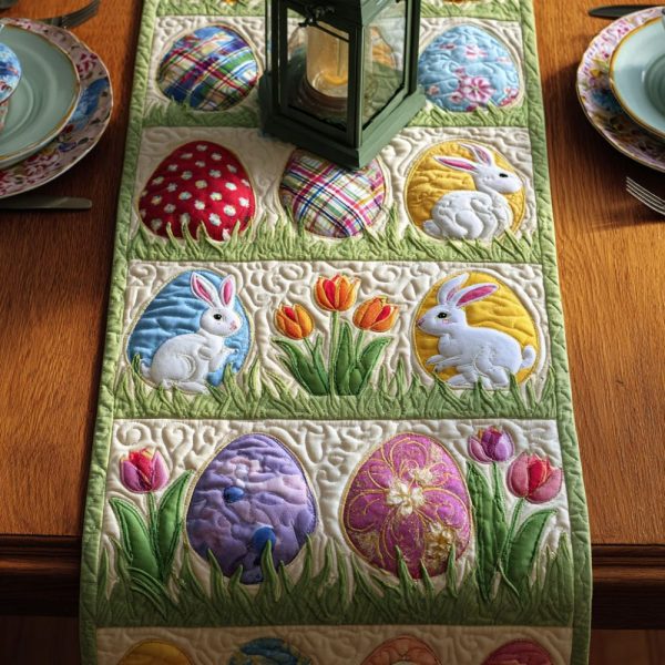 Bunny In Bloom Quilted Table Runner