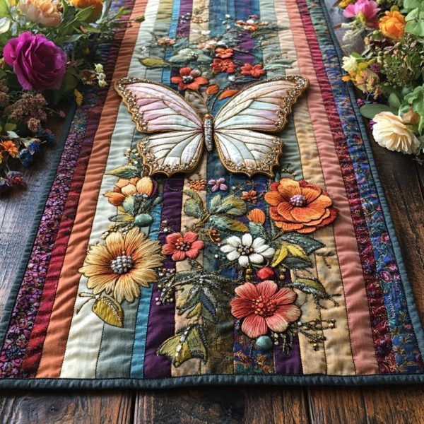 Butterfly Blossoms Quilted Table Runner