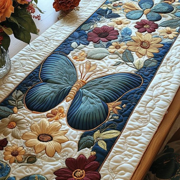 Butterfly Cascade Quilted Table Runner