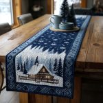 Cabin In The Snow Quilted Table Runner