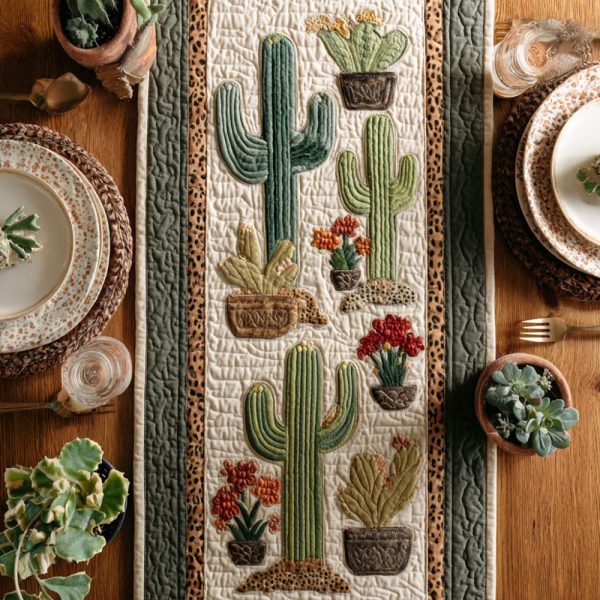 Cactus Blossom Quilted Table Runner