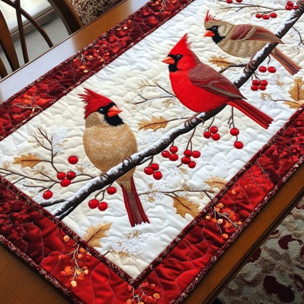 Cardinal Cadence Quilted Table Runner