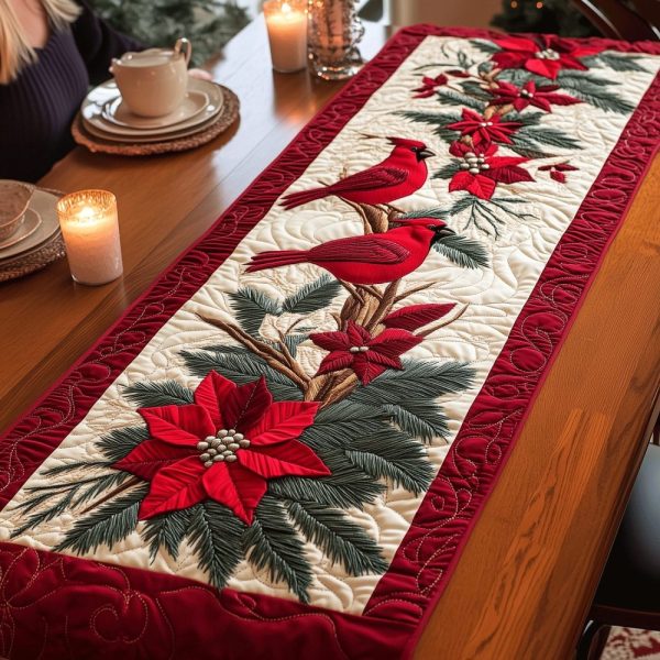 Cardinal Cuddle Quilted Table Runner