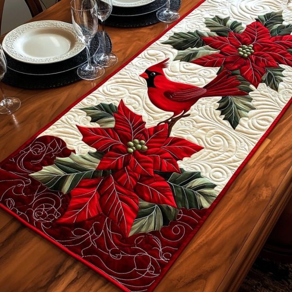 Cardinal Elegance Quilted Table Runner