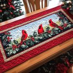 Cardinal Frosted Flight Quilted Table Runner
