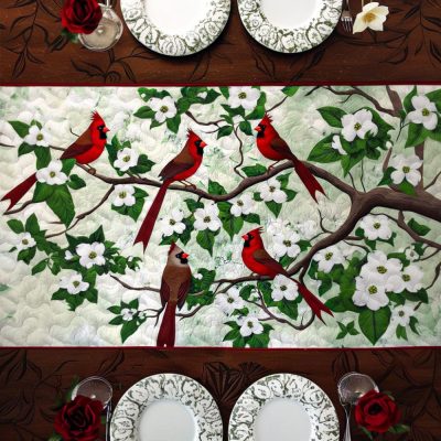 Cardinal Garden Quilted Table Runner