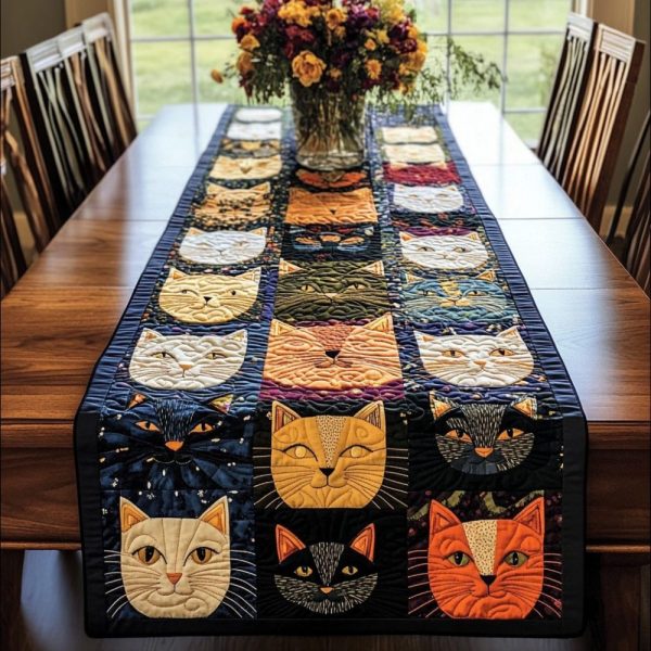 Cat Garden Quilted Table Runner