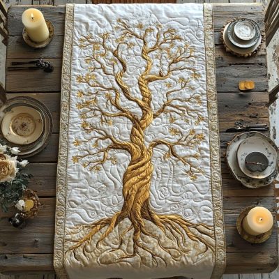 Celestial Tree Quilted Table Runner