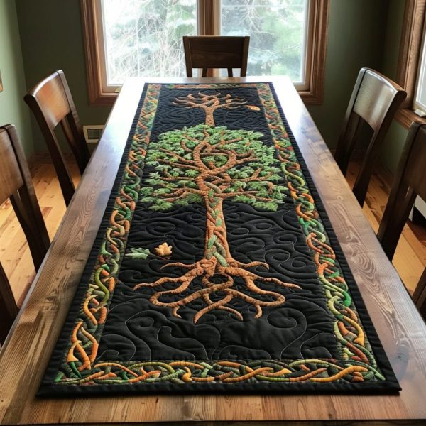 Celtic Knotwork Tree Quilted Table Runner