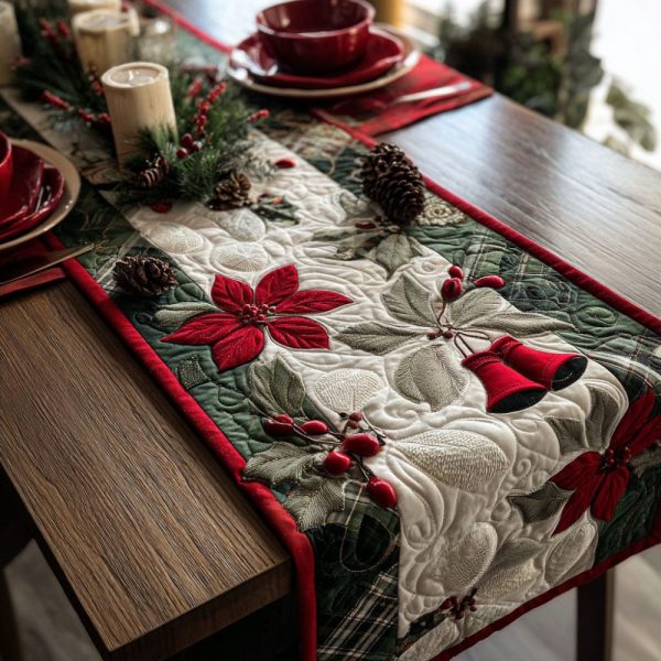 Cheerful Winter Quilted Table Runner