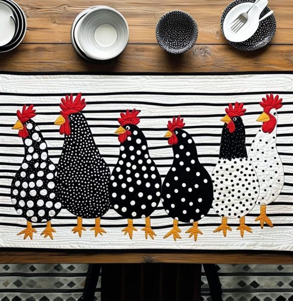 Chicken Coop Quilted Table Runner