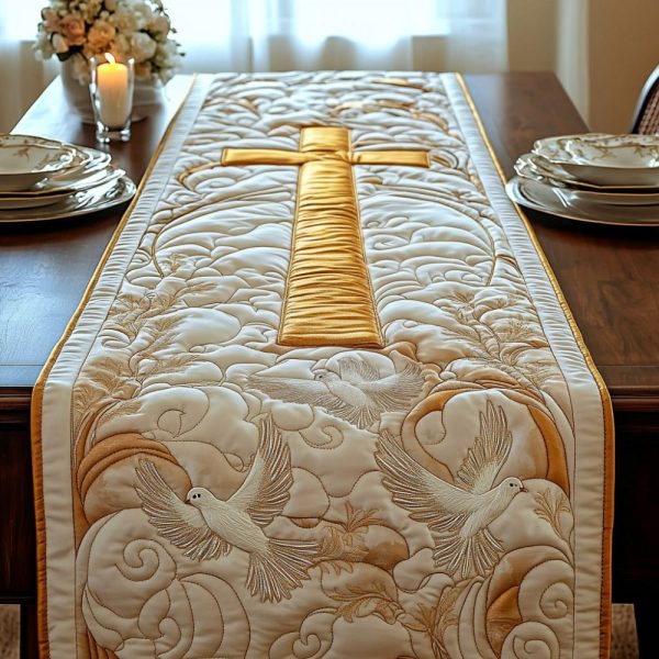 Christian Cross Dream Quilted Table Runner